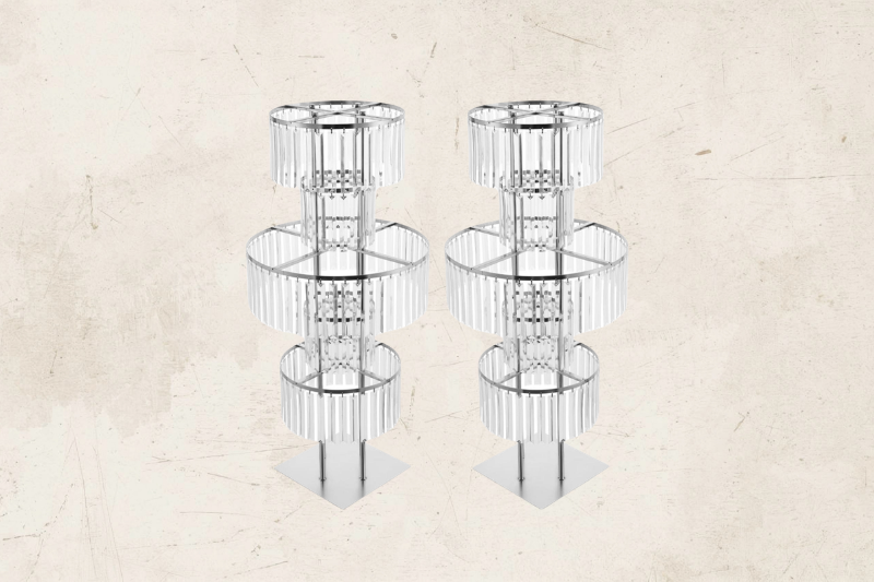 40” Tall  5 LAYER SILVER CENTER PIECES