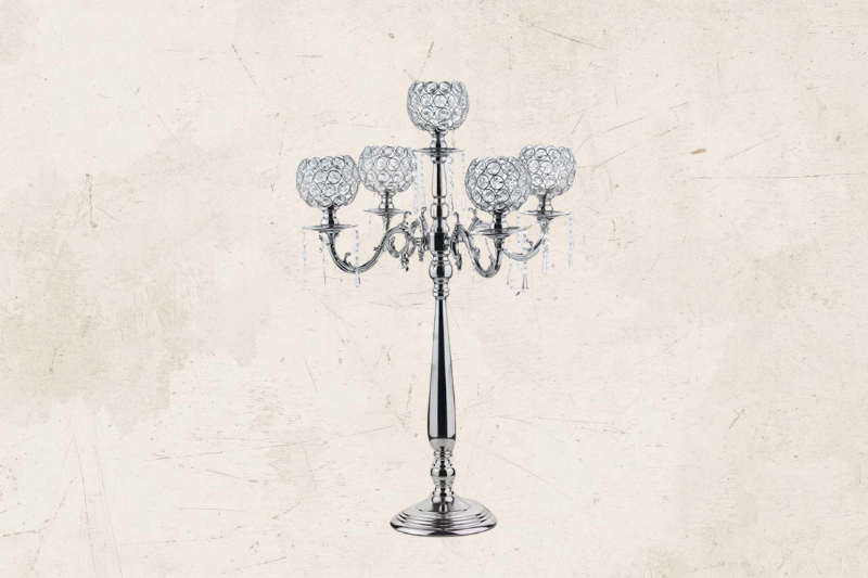 5 ARM CASTLE STYLE SILVER CENTER PIECE