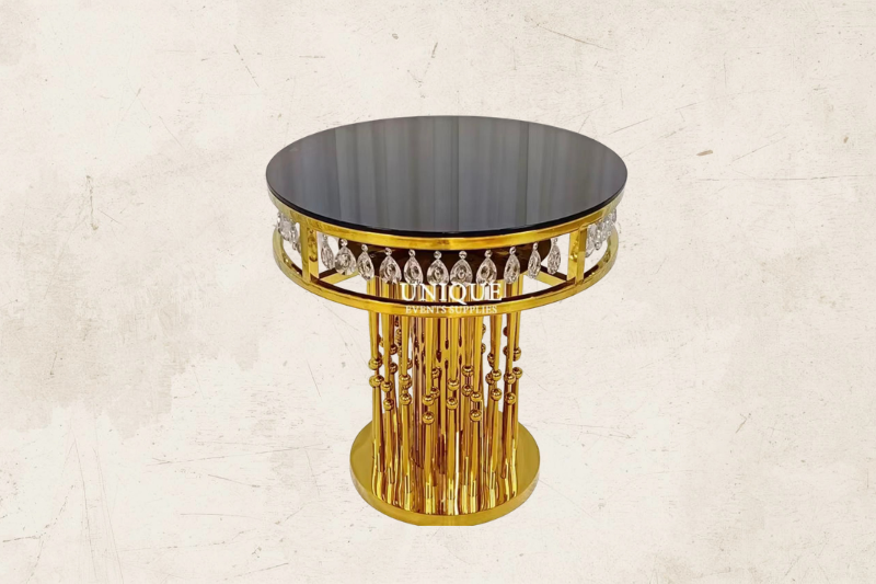 GOLD STAINLESS STEEL CAKE TABLE