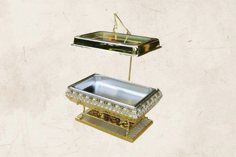 STAINLESS GOLD/TRANSPARENT CHAFING DISHES (9Qt)